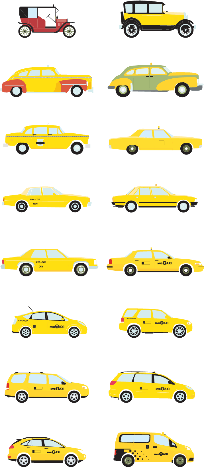 720 X 1729 2 - New York Taxi Evolution (720x1729), Png Download