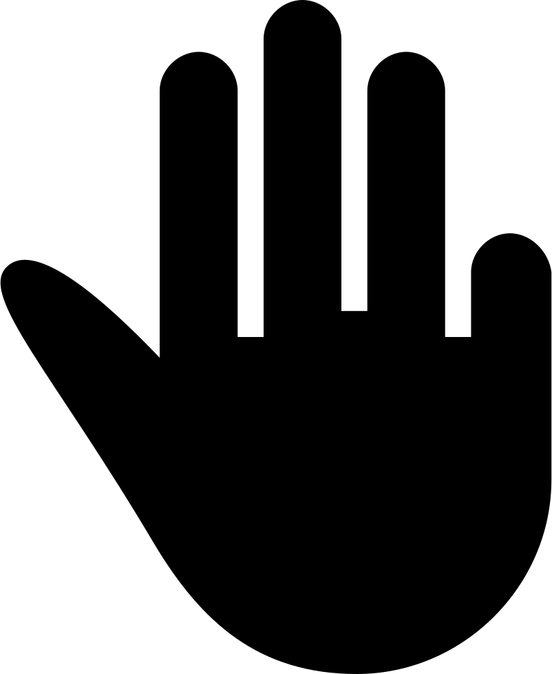 Three Fingers Extended Black Hand Symbol Comments - Hand Symbol Black (802x980), Png Download
