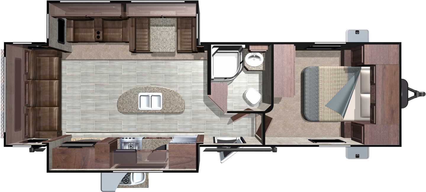 2018 Mesa Ridge Travel Trailers By Highland Rv - 2019 Travel Trailer Floorplans (1477x674), Png Download