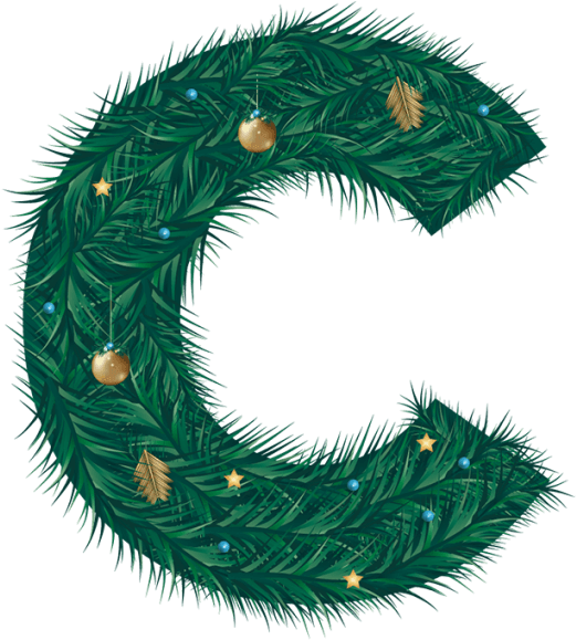 Christmas Decoration Font - Letter C Christmas Design (595x595), Png Download