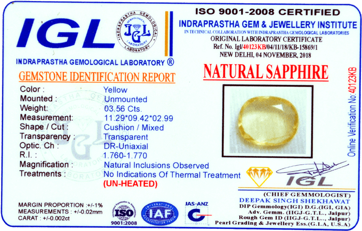 Click Here To View Certificate On Igl Website - Pitambari Gemstone Lab Certificate (800x519), Png Download