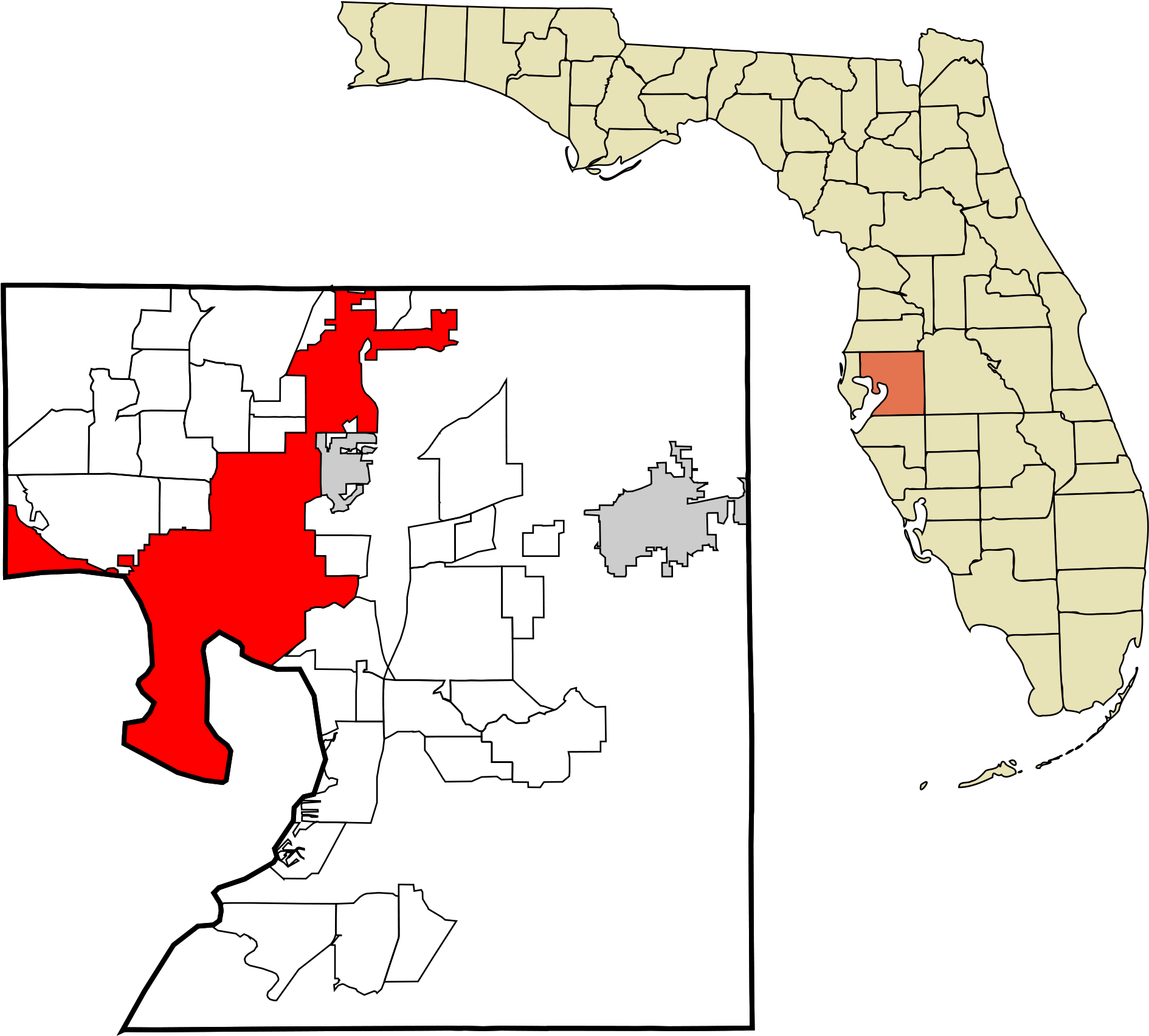 Florida Map Hernando County Beautiful Tampa Florida - Hillsborough County Florida (2000x1867), Png Download