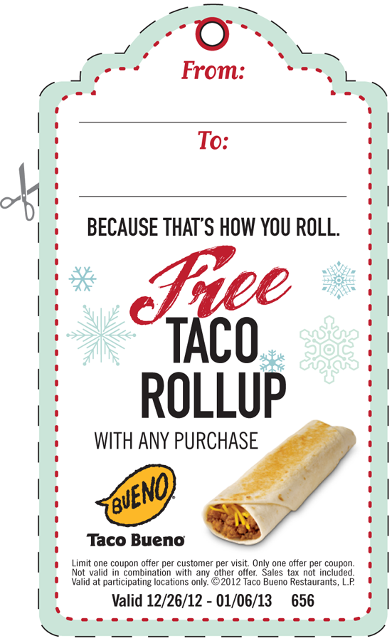 Make Any Present More Merry With This Coupon Gift Tag - Taco Bueno (551x900), Png Download