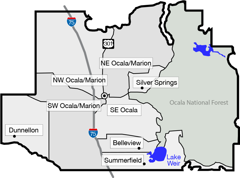 Click On Map To Start Your Ocala Home Search - Marion County Fl Map (800x609), Png Download