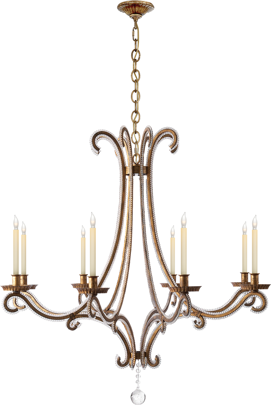 Oslo Large Chandelier In Gilded Iron With Crystal - Chandelier (1440x1440), Png Download