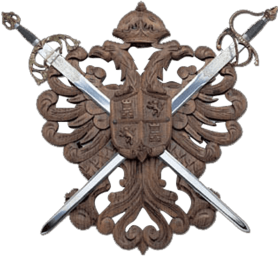 Two Sword Eagle Crest Plaque - Shield And Sword Wall Decor (555x555), Png Download