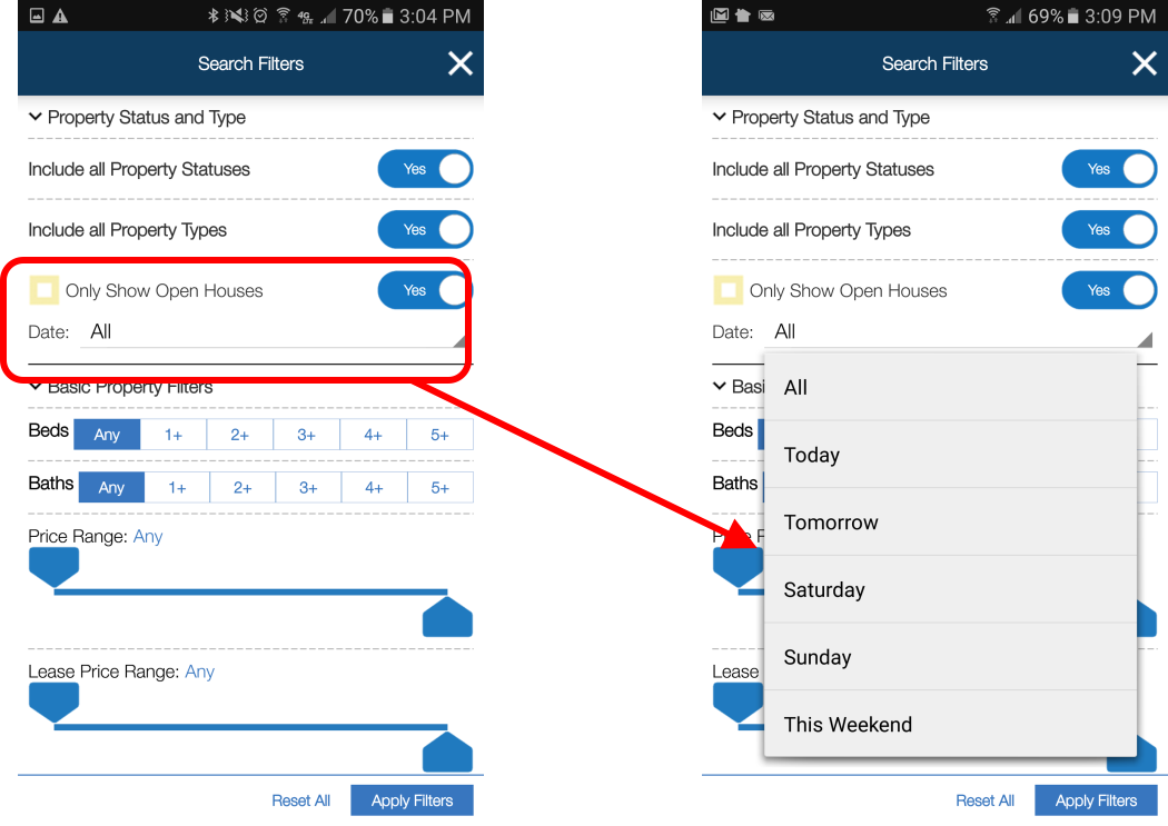 When Searching For Open Houses Using The Mobile App, - Advanced Search For App (1050x743), Png Download
