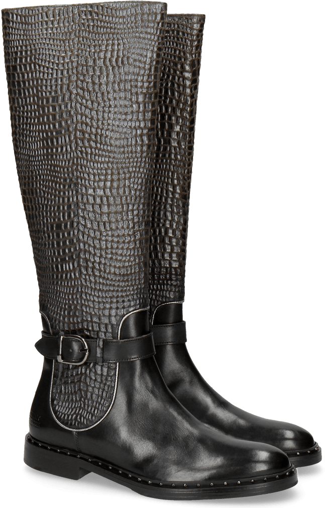 Boots Sally 59 Black Wellington Lead Binding Silver - Riding Boot (1024x1024), Png Download