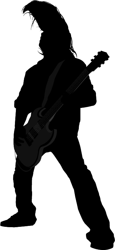 Rocker Silhouette - Guitar Silhouette Rocker Png (418x834), Png Download