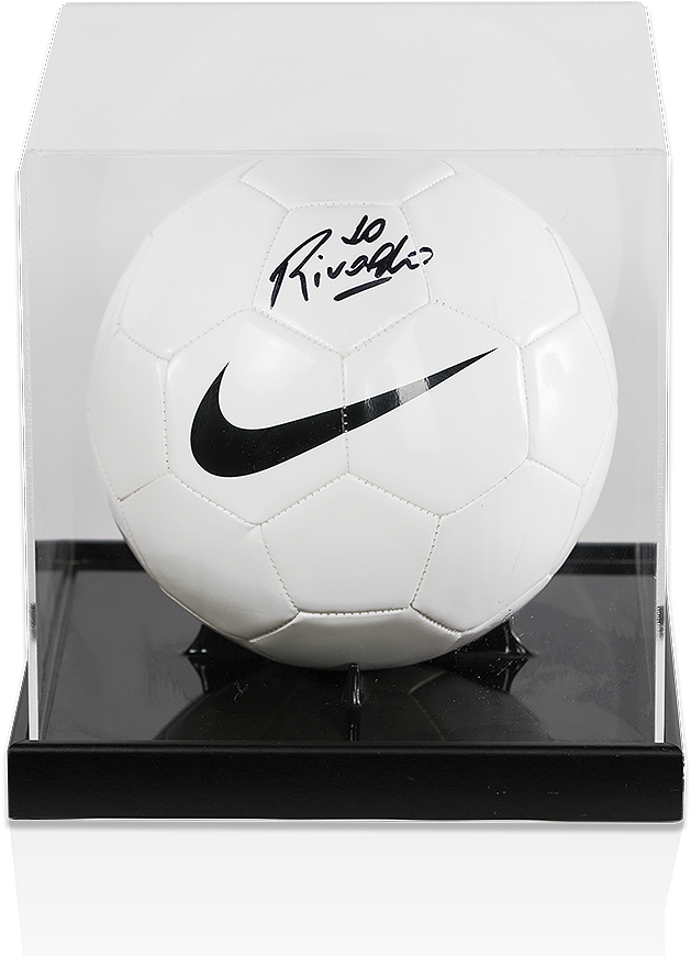 Rivaldo Signed White Nike Ball In Acrylic Display Case - Acrylic Display Ball (870x890), Png Download