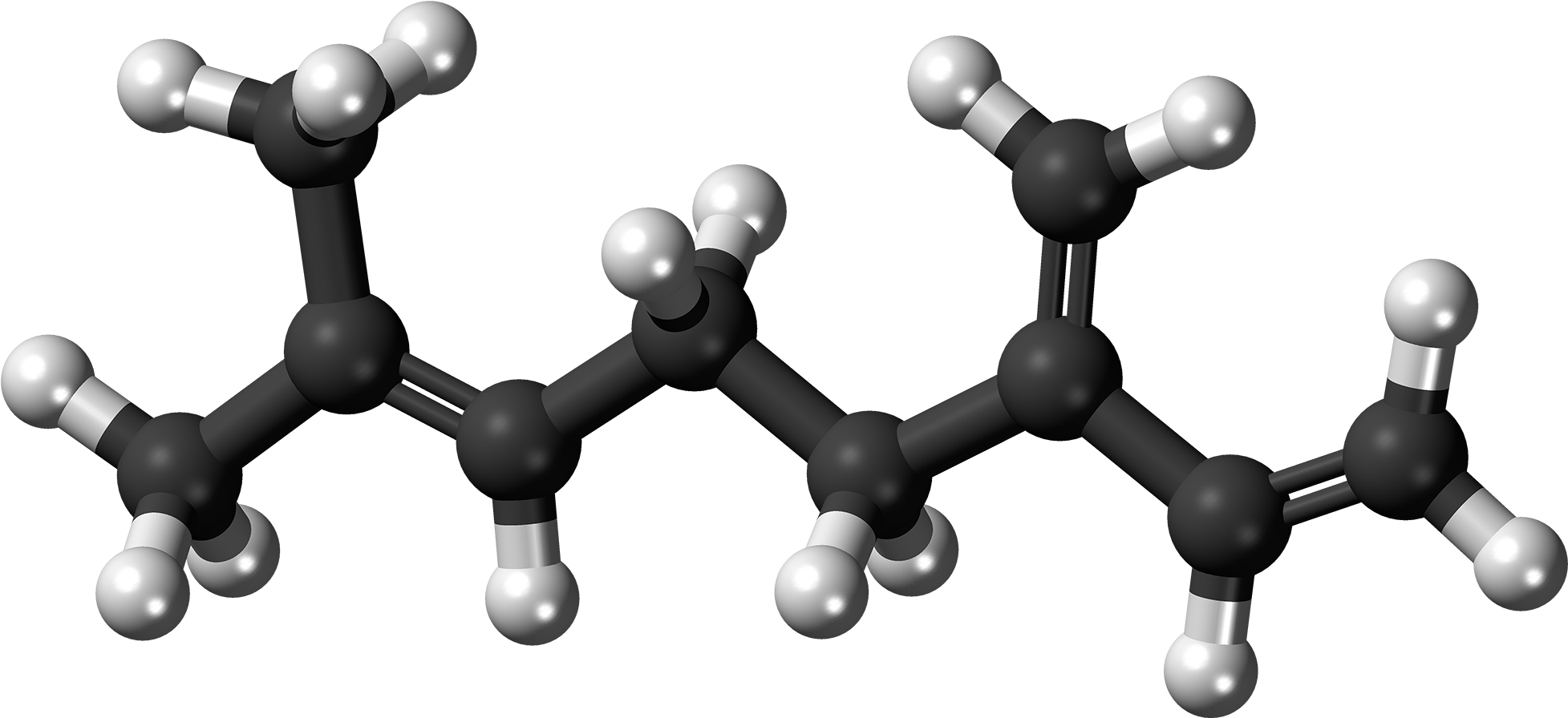 Beta-myrcene Molecule Ball - Volatile Organic Compounds Molecule (2059x1000), Png Download