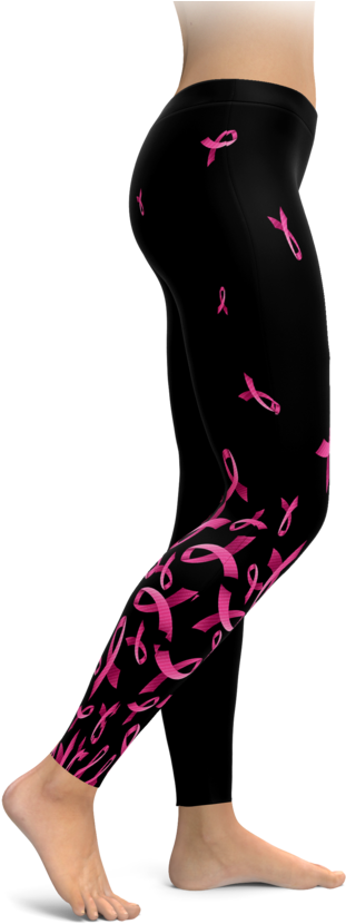 Survivor Ribbon Breast Cancer Awareness Leggings - Tights (740x895), Png Download