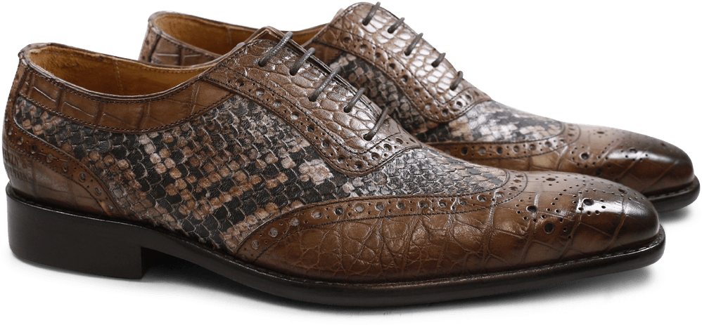 Oxford Shoes Clark 16 Big Croco Snake Chestnut Ls Brown - Slip-on Shoe (1024x1024), Png Download