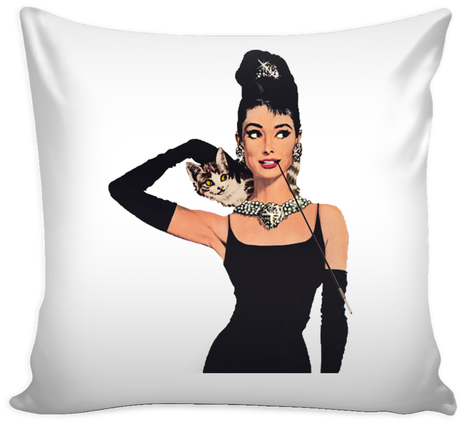 Audrey Hepburn Pillow Cover - Audrey Hepburn Breakfast At Tiffany's (1024x1024), Png Download