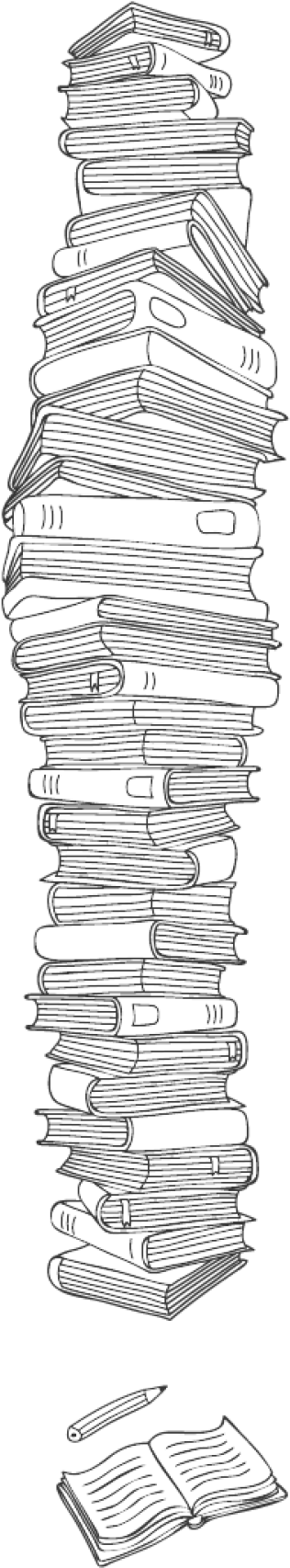 Tall Stack Of Books Postertex - Line Art (400x1789), Png Download