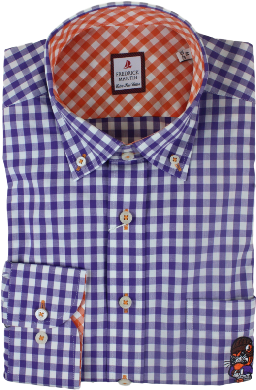 Elkmont Men's Touchdown Dress Shirt - Olymp Hemd Kariert Blau (667x1000), Png Download