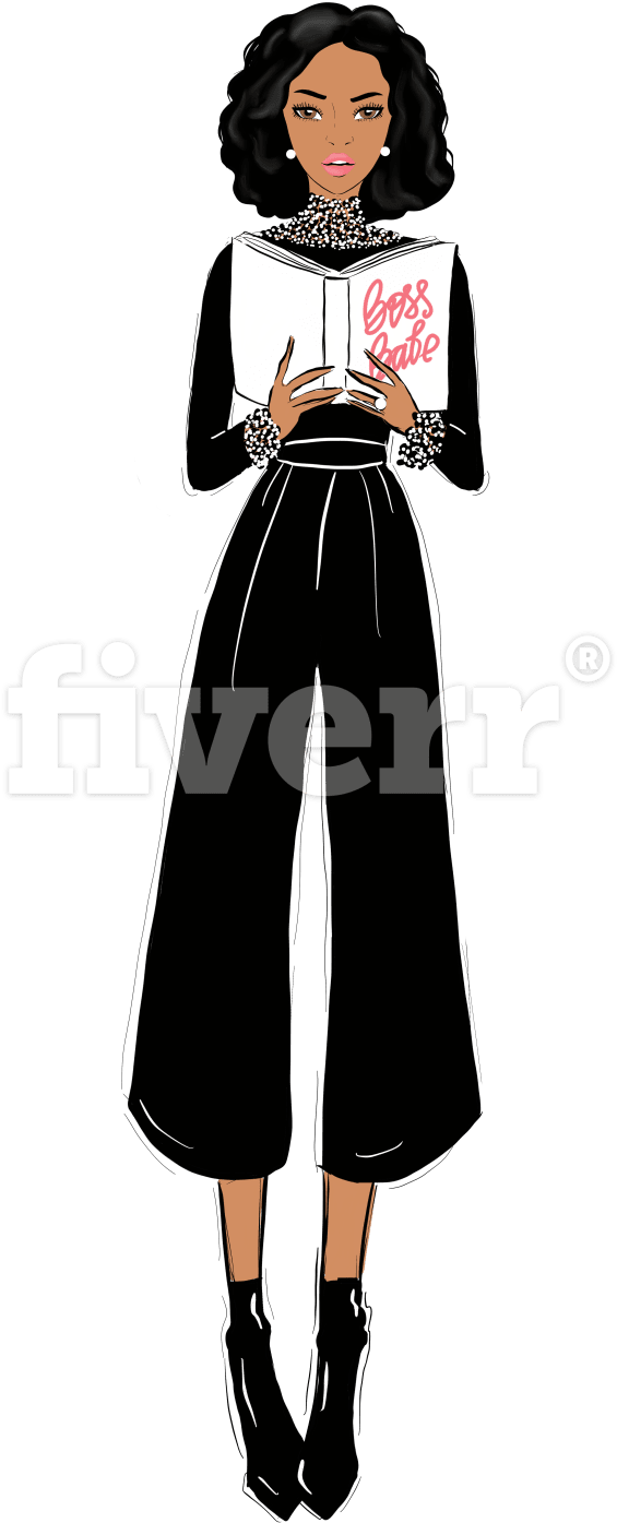 Draw A Fashion Illustration In Watercolor Or Other - Girl (1200x1479), Png Download