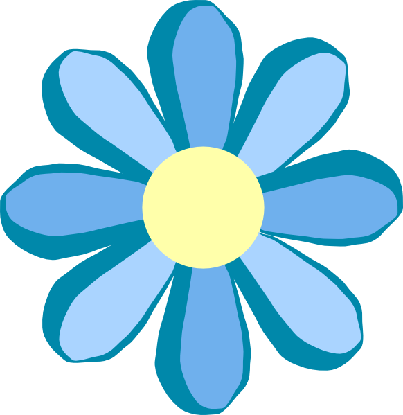 Blue Flower Clipart - Single Flower Clipart (582x599), Png Download