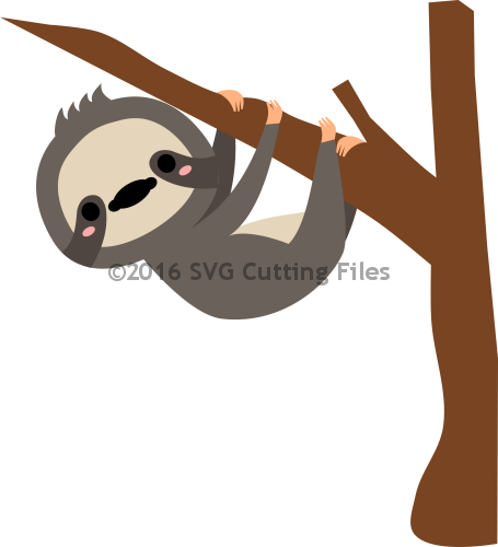 Sloth In Tree Baby Sloth, Cricut Design, Cameo Cutter, - Silhouette Sloth (455x500), Png Download