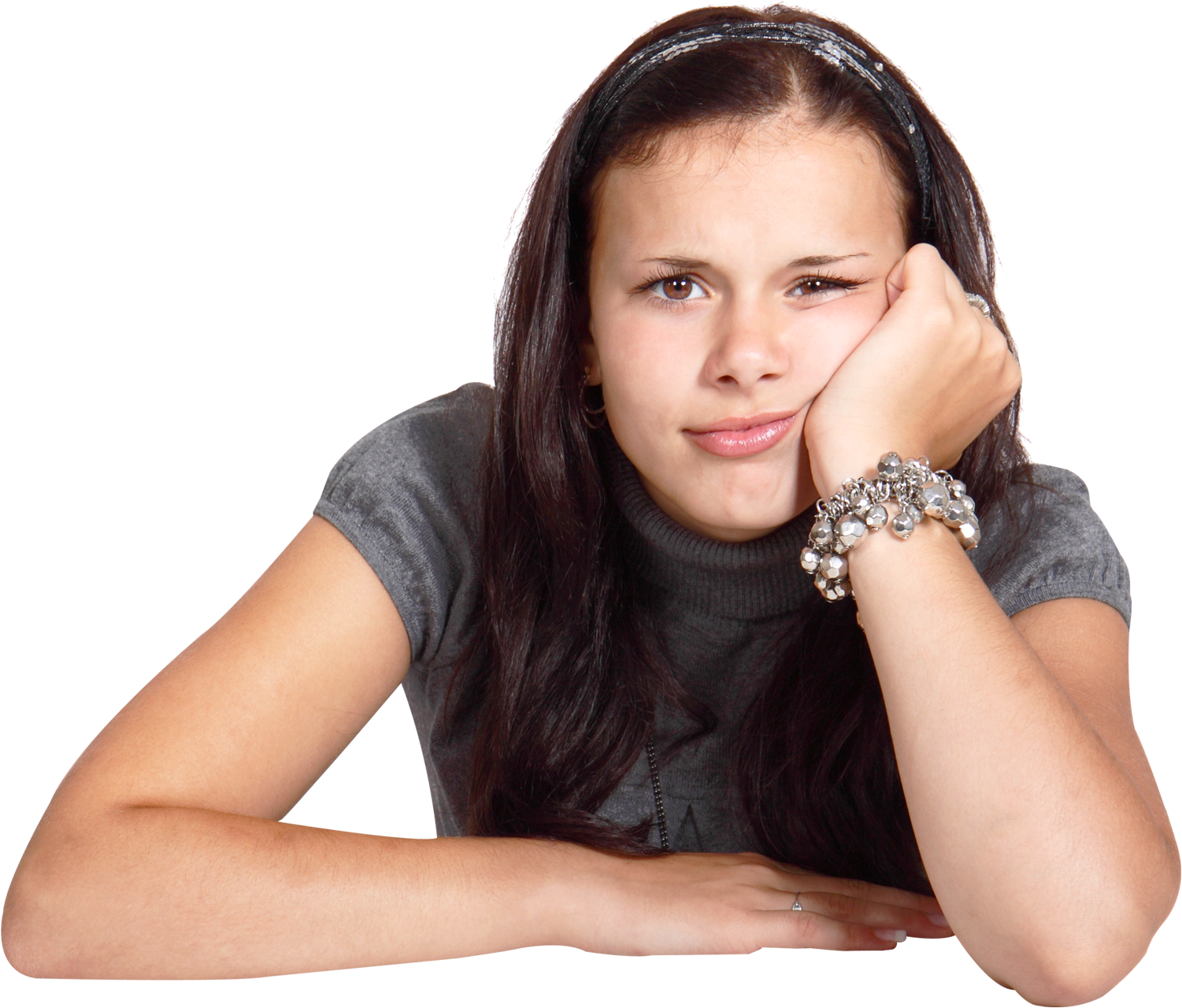 Young Woman Looking Bored And Thinking Png Image - Bored Girl (500x410), Png Download