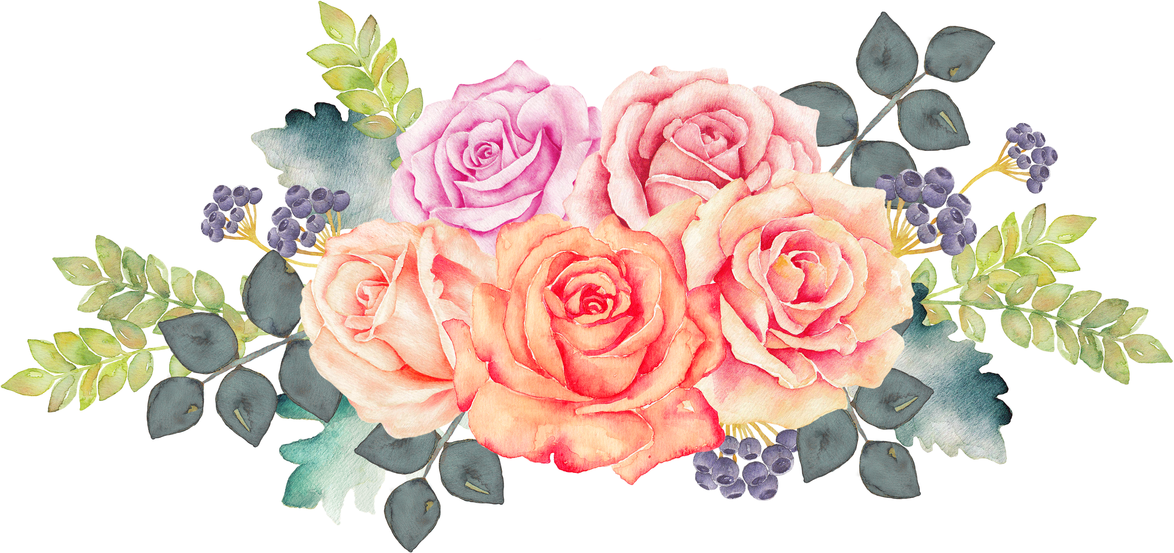 Watercolour - White Flowers Png Picsart (4499x2320), Png Download