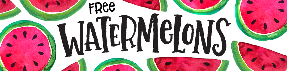 Free Graphics Makemediaco Watermelons - Watercolor Watermelons Png (1000x250), Png Download