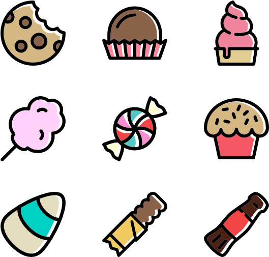 Linear Sweet And Candy Elements - Candy Icons (600x564), Png Download