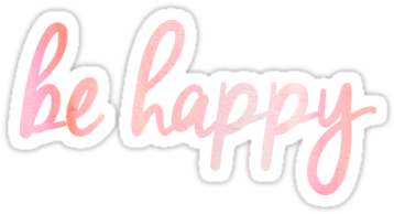 “be Happy” With Pink Watercolor Design In Text - Throw Pillow (375x360), Png Download