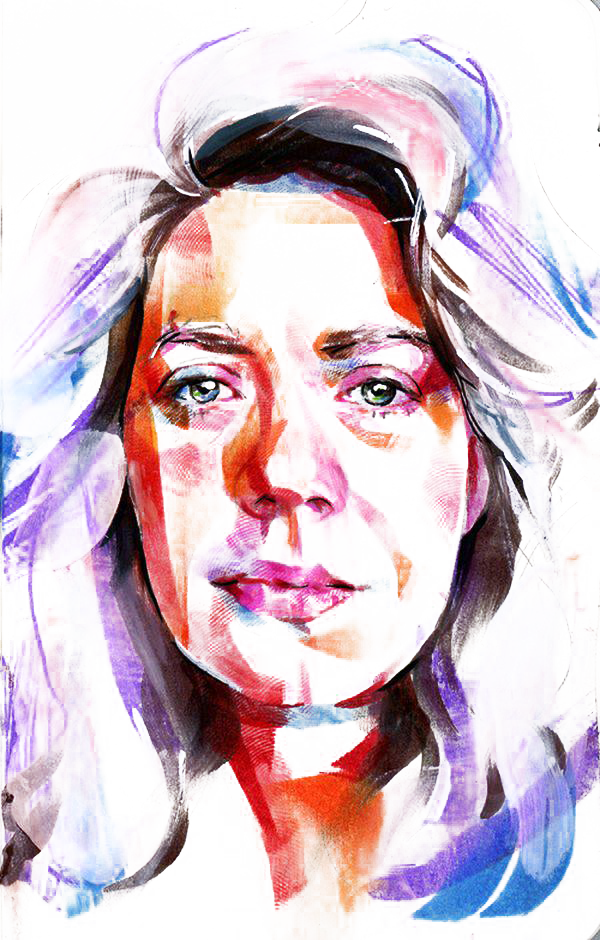 Portrait Watercolor Painting Drawing Illustration - Drawing And Painting Face Women (600x940), Png Download