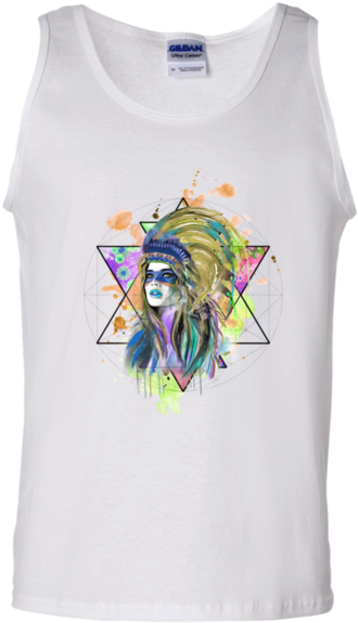 Watercolor Headdress Men's Tank Top - Top (580x580), Png Download