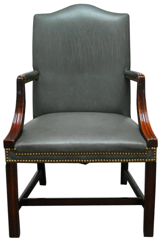 Gainsborough Chair Png File - Chippendale Leather Arm Library Nailhead Chair (768x768), Png Download