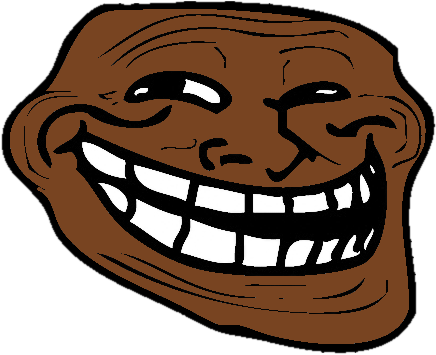 Face Head Headgear Clip Art - Black Troll Face Png (436x355), Png Download