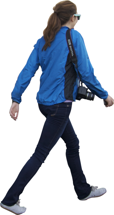 Girl Walking With Camera - Camera (397x750), Png Download