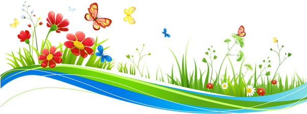 Transparent Decoration With Flowers And Butterflies - Flower And Butterfly Clipart (600x256), Png Download