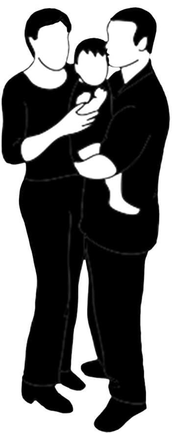 Parents Standing With Child - Standing (361x886), Png Download
