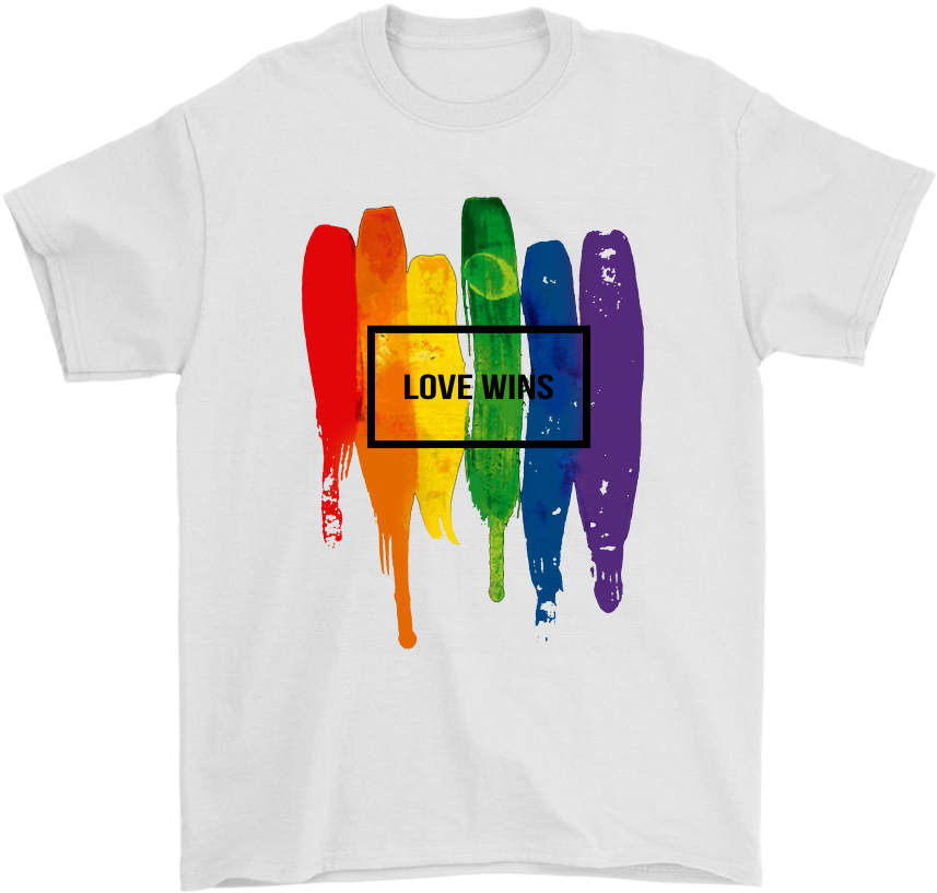 Watercolor Lgbt Love Wins Rainbow Paint Typographic - Pride Shirt Tel Aviv (1024x1024), Png Download