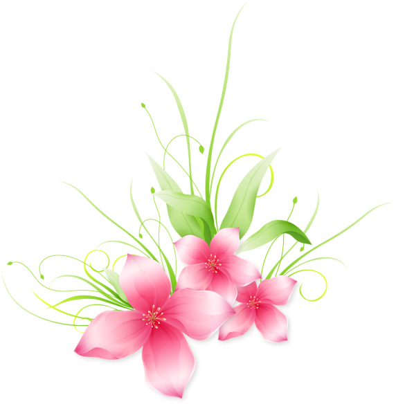 0, - Pink Flowers Clip Art (583x600), Png Download