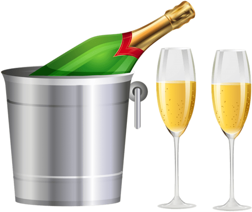 Vector Black And White Stock And Glasses Transparent - Champagne Bottle Clip Art Free (600x493), Png Download