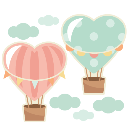 Freeuse Library Heart Balloons Scrapbook Cut File Cute - Hot Air Balloon Cute (432x432), Png Download