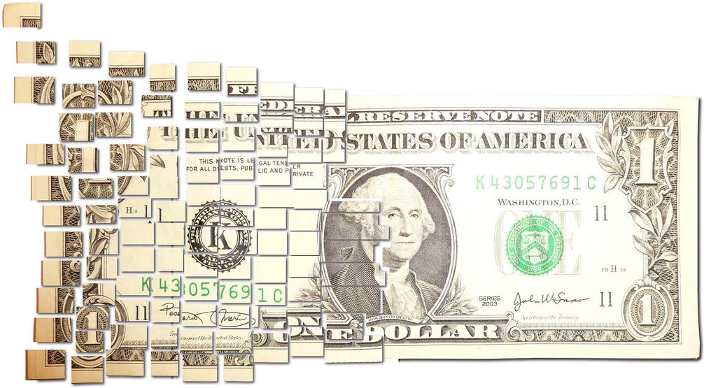 Torn And Cut Dollar - Dollar Bill (1006x555), Png Download