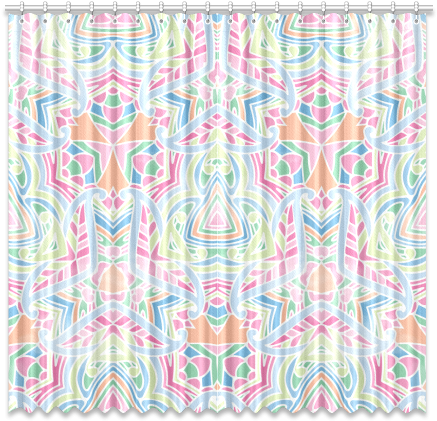 Zandine 0407 Pink Green Blue Watercolor Pattern Window - Window Valance (500x500), Png Download