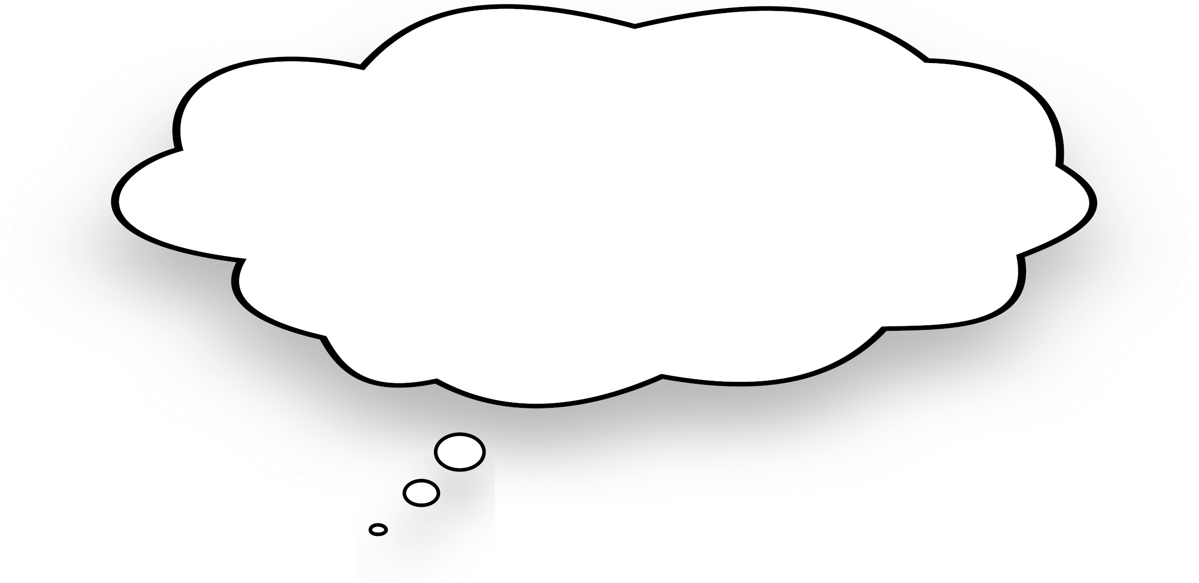 Clouds Clipart Thought Bubble - Thought Bubble Black Background (2400x1269), Png Download