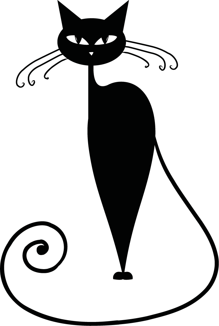 Black Cat This Shape - Line Drawing Of Black Cat (701x1043), Png Download