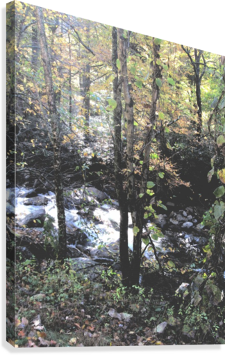 Smokey Mountain Stream Watercolor Effect Canvas Print - Grove (324x511), Png Download