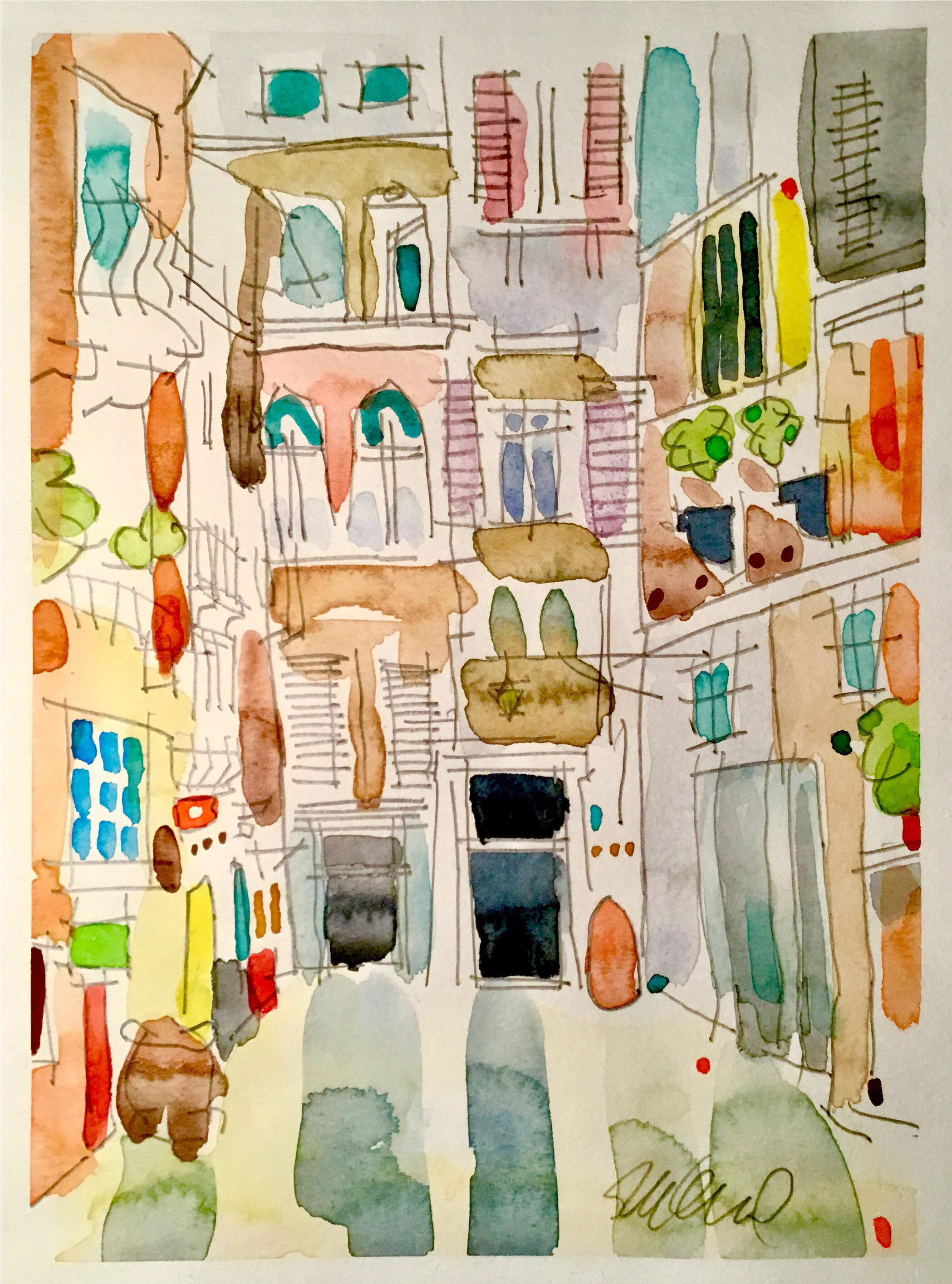 Italian Village Watercolor - Child Art (2330x3142), Png Download