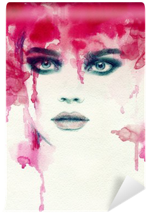Watercolor Illustration Wall Mural • Pixers® • We Live - Cool Illustration Journal 200 Page Lined Lovely Face (400x400), Png Download