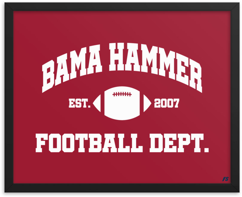 Bama Hammer Football Dept Premium Matte Framed Poster - Illinois College Football (1000x1000), Png Download