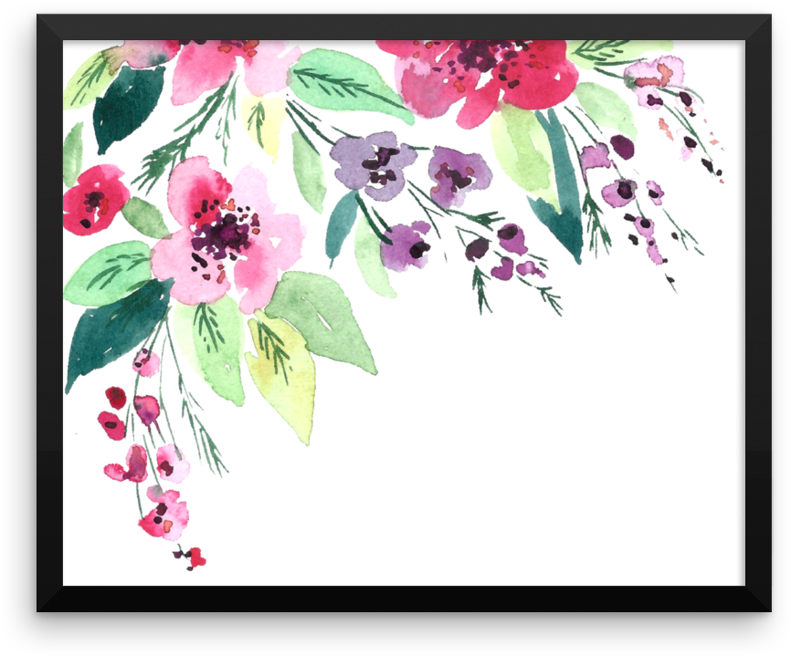 Watercolor Flowers Framed Poster - Watercolor Painting (1000x1000), Png Download