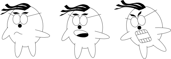 Original Png Clip Art File Three Cartoon Emotions Svg (600x207), Png Download