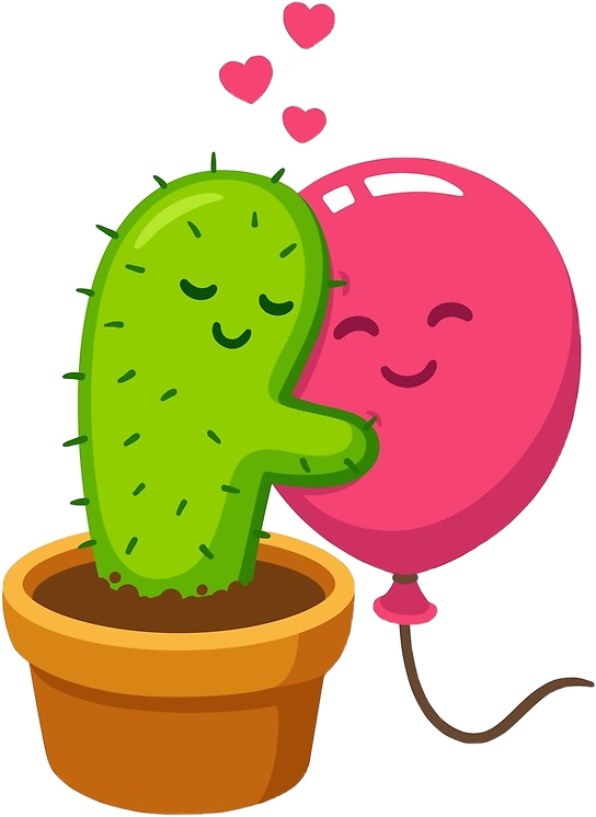 Cactus Balloon Hug Hugs Freetoedit - Cactus And Balloon (544x746), Png Download